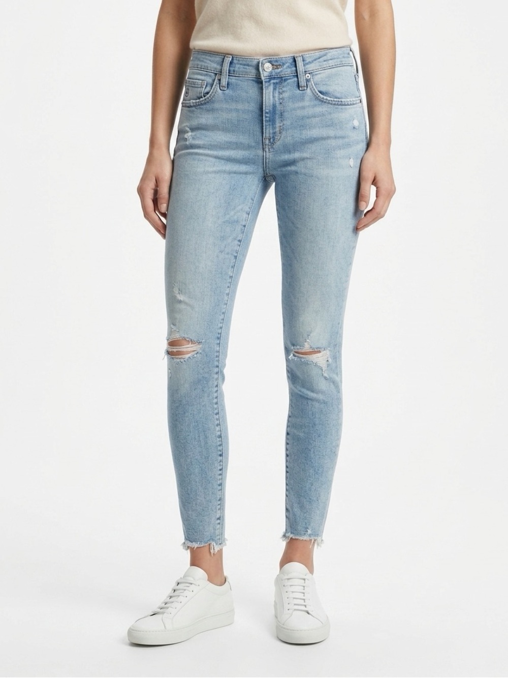 AG Adriano Goldschmied “The Legging Ankle” Distressed Super Skinny Jeans 27